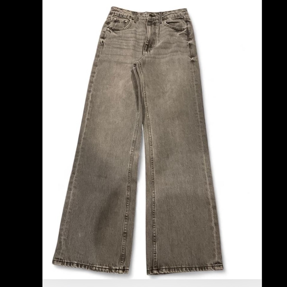 Zara wide leg denim gray jeans